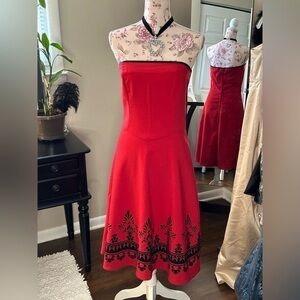 ✨Speechless Red Black Strapless Señorita Party Holiday Swing Dress 11 M